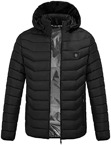 Jaqueta aquecida com bateria 5V, 9 zonas de calor, casaco aquecido para mulheres e homens com capuz destacável