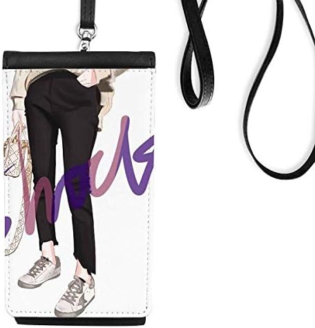 Shock Girl Figura Design de Arte Ilustração Phone Carteira Bolsa pendurada bolsa móvel bolso preto