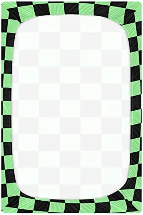 Umiriko Black Green Checkerboard Pack n Play Baby Play Playard Sheets, Mini Crib Sheet para meninos Capas de Meninas de Meninas 20245480