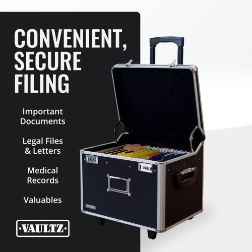 Caixa de arquivo portátil do Vaultz com alça - 15 x 14 x 17 polegadas de letra/tamanho legal caixa de trava móvel com rodas para