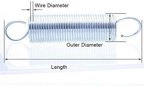 Substitua a mola de mola de reposição mola de tensão com gancho de zinco branco diâmetro externo de 13 mm de extensão do fio da mola de mola de 2 mm de comprimento 40-100 mm 1pcs