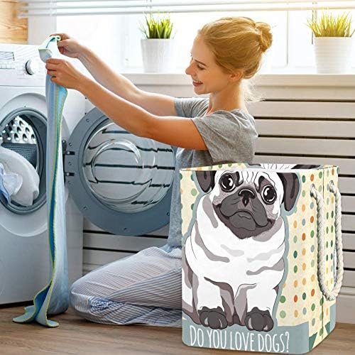 IMOMER PUG PUGN 300D Oxford PVC Roupas à prova d'água cesto de lavanderia grande para cobertores Toys de roupas no quarto