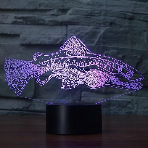 3d peixes noturno toque light toque de mesa mesa lâmpadas de ilusão óptica 7 luminárias de coloração Lâmpadas de mesa LED Xmas casa