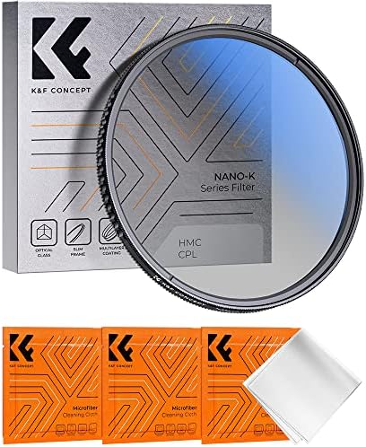 K&F Concept 52mm Circular Polarizer Lens de vidro óptico Filtro Ultra-Slim 18 Revestimentos de várias camadas