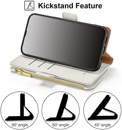 Antsturdy para iPhone 7 Plus /8 Plus 5 5,5 Caixa da carteira 【Bloqueio RFID】 【Zipper Poket】 【【7 Cartão】 PU LEAR