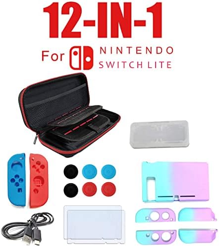 Caixa de viagem para Nintendo Switch Lite, Switch Lite, caixa de transporte portátil, Black Protective Hard Portable Travel transportando caixa de 12 em 1