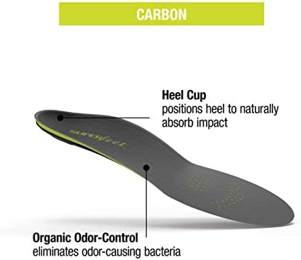 Superfeet carbono - fibra de carbono e palmilhas para sapatos atléticos apertados - 7,5-9 homens / 8.5-10 mulheres