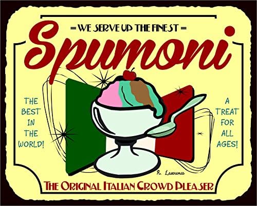 Spumoni Italian Crowd Pleaser Pleaser Vintage Metal Ice Cream Tin Sign