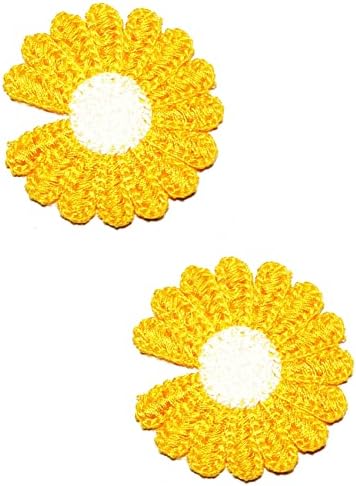 Kleenplus 2pcs. Daisy Amarelo Flor Costura Ferro em Patches Bordados Comics Sticker Projetos de Artesanato Acessório