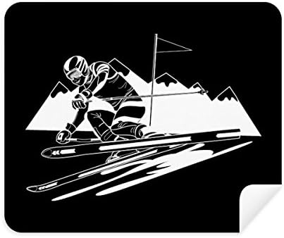 Winter Sport Skiing Black Ilustração Limpeza Tela Limpador 2PCS Camurça Fabric