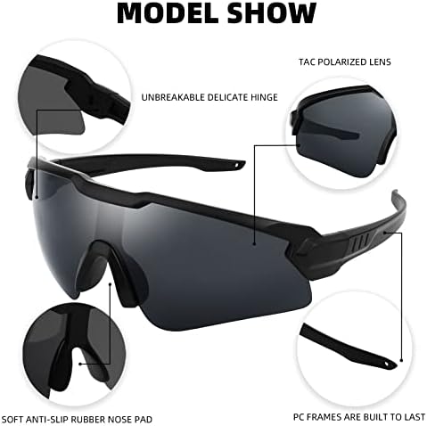 Louriy Cycling Sport Sunglasses Men Women Youth polarizou Shield Baseball Running Golf Mountain Motorcycle Glasses