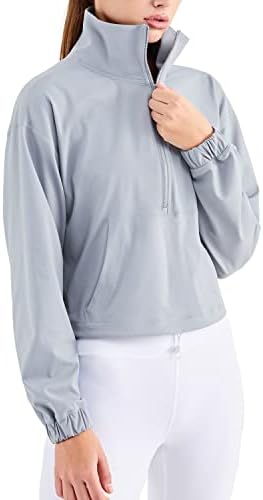 Altiland Half Zip Pullover Cropped Jackets para mulheres trepadeiras de manga longa Athletic Running Yoga Shirts