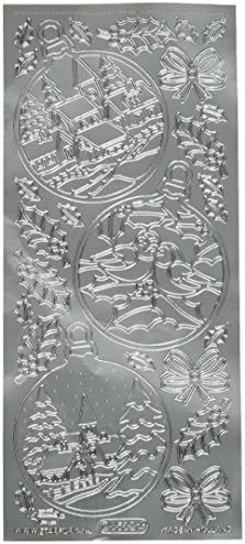 Elizabeth Craft Designs Cenários de ornamentos de Natal retiram adesivos 4 x9 Silver Silver
