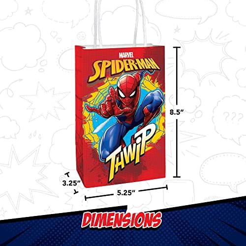 Sacos de festa da festa do Homem -Aranha da Marvel da Marvel 16 contagem - bolsa de saque de papel 8 x5 favores de festa de