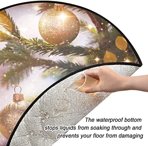 Cupada Bling Xmas Bolas de Ouro Bolas de Natal Tapetes de Árvore de Natal Saia Árvore à prova d'água, Férias de Natal