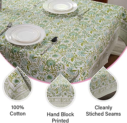 CLUBE DE PRIMAGEM DE CLOGON CLUB - Toca de mesa de algodão pura Tabela de mesa - Sapphire rosa Iolite Azul Indian Hand Block