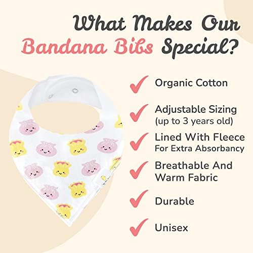 O Wee Bean Organic Cotton Bandana Bibs 2pcs Conjunto, baby bandana babos para meninos unissex, dentição e babando