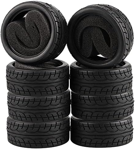 Shaluoman 8pcs 1/10 na estrada pneus macios pneus adequados para RC 1:10 Turning on Road Wheels Rim Black