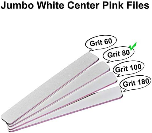 AMT 50 PCS Jumbo White Nail Arquivos, arquivo de unhas brancas, arquivos de unhas para acrílico unhas, painéis de
