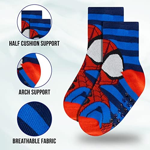 Spiderman Grip Meocks, Meias para meninos de criança, 10 pacote, Spider Man Gripper Socks, Amazing Spiderman Variety Pack Pack