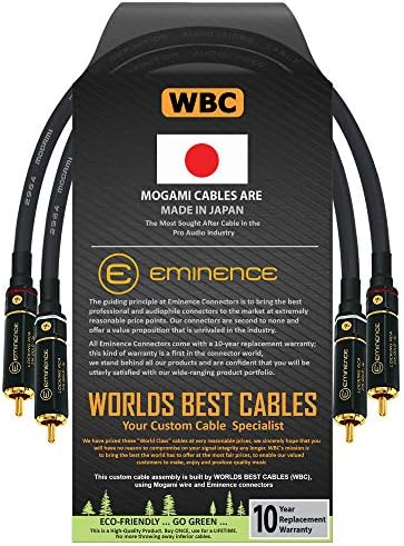 0,5 pés-alta definição de áudio interconecte o par de cabos personalizados feitos pelos melhores cabos do mundo-usando os conectores RCA Mogami 2964 Wire and Eminence Locking