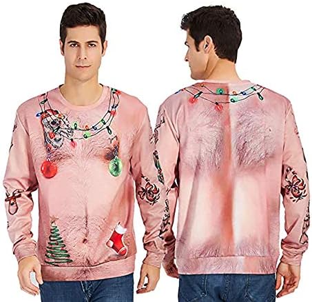 Badhub unsiex feio 3dmuscle estampado moletons de pullover imprimido de Natal Camisas de pescoço redondo de manga comprida