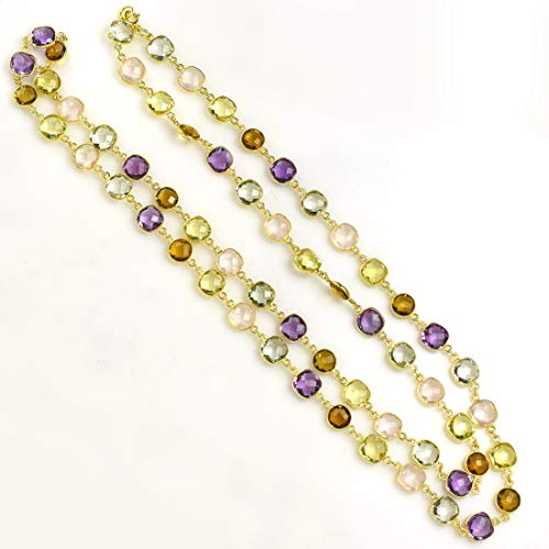 925 Sterling Silver Trendy Modern Semi Precious Multi Color Chain Jewelry Colar