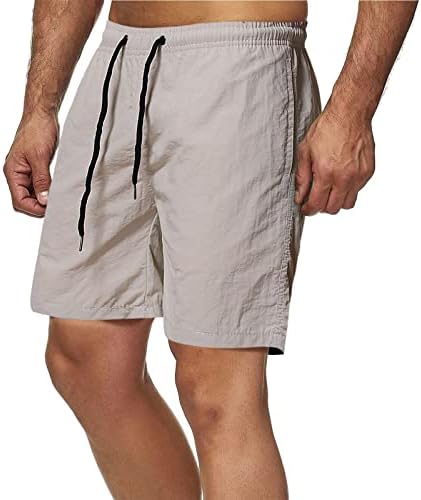 Shorts masculinos clássicos casuais encaixam shorts de praia de verão com cintura elástica e bolsos