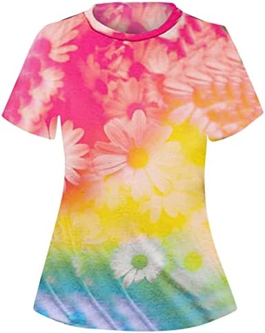 Miashui Mulher camiseta casual camiseta feminina impressa pulôver de verão de manga curta Crew pescoço Mulheres impressas de manga