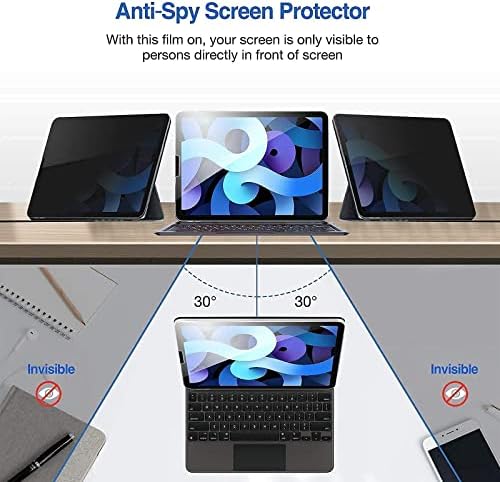 Procase iPad Air 4 10,9 polegadas 2020 Protetor de tela de privacidade, pacote de filme de tela de vidro anti-espuma com nova