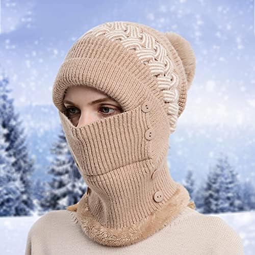 Mulheres de inverno outono e chapéu de malha de inverno Proteção de face lã tampa de babador quente tampa de espessamento