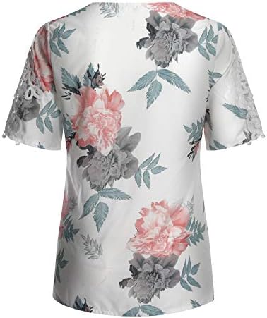 Top camiseta feminina de verão casual top lixo blusa v estampada de decote curto Mulheres de t-shirt de t-shirt tops de túnica de camiseta externa