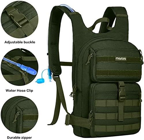Mochila de hidratação tática Mosis, mochila leve da mochila de mochila de mochila de mochila de mochila com 3L bexiga aquática