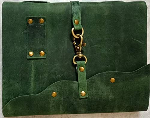 Papel de artesanato de couro verde de Jaipur Green Craft com notebook de escrita de fivela vintage Couro antigo limitado diariamente