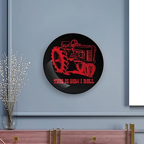 Placa decorativa de cerâmica de trator vermelho com estação de exibição pendurada no casamento personalizado presente de casamento festivo para casal os pais dele seu marido