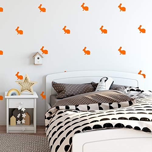 Conjunto de 12 decalques de arte da parede de vinil - coelhos - 4 x 4 - Fun Rabbits Home Bedroom Room de Apartamento Apartamento Sala de jogos - Cute crianças adolescentes para crianças adolescentes