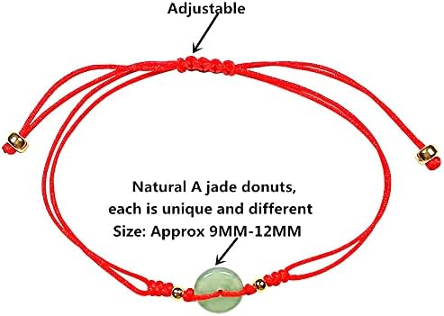 Qordelia genuíno jade bracelete jade de donut bracelete vermelha corda boa sorte pulseira para o design original de ano novo