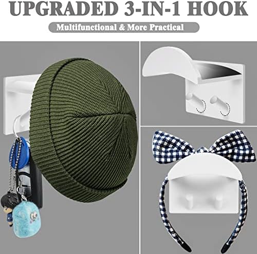 12 Pacote Organizador de chapéu para tampas de beisebol Montagem de parede, chapéu para a parede transparente, ganchos