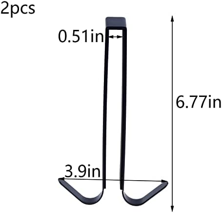 Tighall 2pcs Aço inoxidável preto gancho de porta de chuveiro de dupla face, livre de perfuração sobre o rack de toalha da porta, comprimento de 6,77 polegadas
