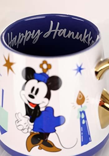 Disney Happy Hanukkah caneca com padrão de alça de ouro