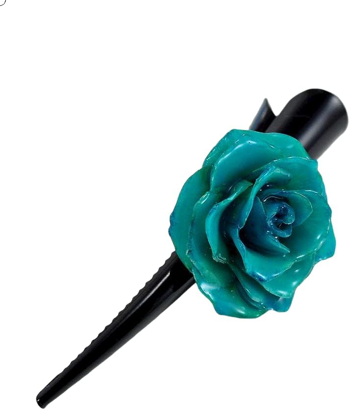 Jóias temáticas de flor, clipe de cabelo de flores de rosa em azul claro