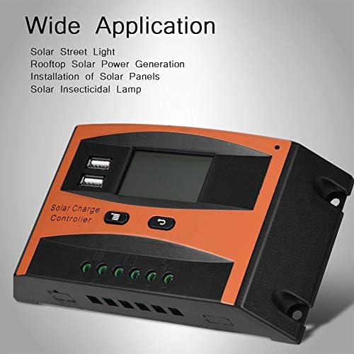 Controlador de painel solar, 30a 50V LCD Smart PWM Painel solar Controlador de carga com controlador solar à prova d'água USB duplo IP32 para luz verde solar, outdoors solares, etc.