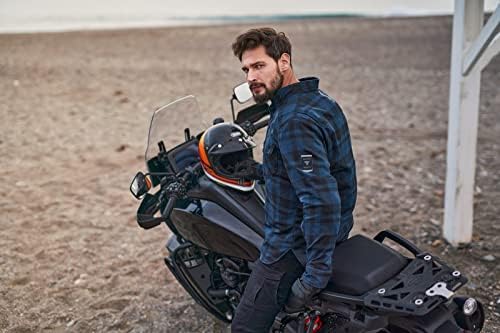 Shima Renegade Men 2 Motocicleta Camisa para homens - jaqueta de flanela de motociclista blindada com fibraql - camada de aramida e refrigeração, traseira CE, ombro, protetores de cotovelo, zíper e fechamento de snap