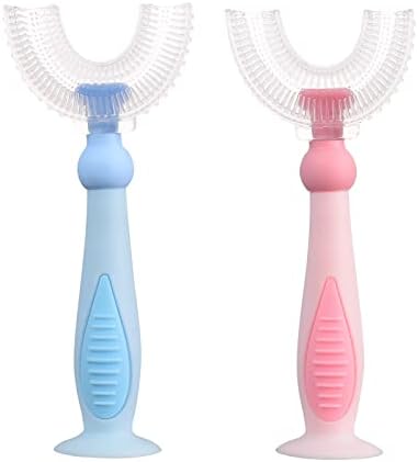 Hanamo Kids U Ebrush de dentes em forma de alimento Cabeça de silicone macio, design de limpeza de dentes orais de 360 ​​° para crianças pequenas e crianças, embranquecendo a escova de dentes da escova de dentes para crianças de 2-8 anos