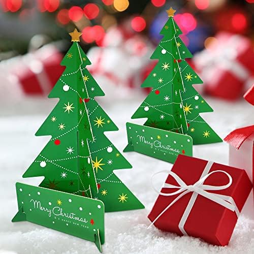 2pcs 3d Cartão de Natal Árvore de Natal 3d Cartão de árvore de Natal 3d Cartão da árvore de Natal Cartões de Natal Merry Xmas Cristal