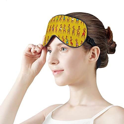 Máscara de olho do padrão de mulheres africanas para o bleca -bleca -de -noite de venda de cabelo com cinta ajustável para homens mulheres viajam de ioga na soneca