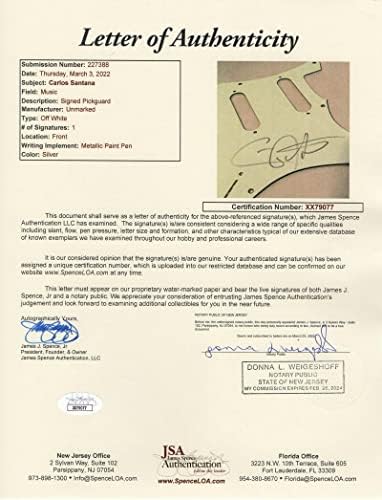 Carlos Santana assinou autógrafos de stratocaster de stratocaster de stratocaster vermelho com James Spence JSA Carta de autenticidade