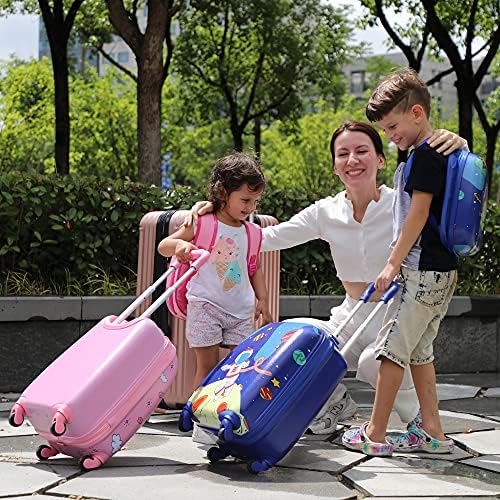 Sandinrayli 2 PCs Conjunto de bagagem infantil, mochila de 12 ”e 16” Kid Carry On Say com rodas giratórias, bagagem de viagem para garotas e meninos