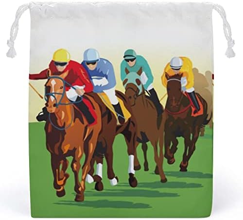 Desenhos animados de corridas de cavalos Bolsa de armazenamento de tela reutilizável Saco de bolsa de bolsa de cordas de cordão