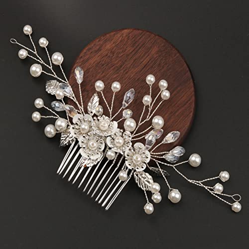 Flores de liga doce Pérola Pearl Rhinestone Handmade Hair pente acessórios de cabelo para damas de honra Mulheres ou meninas, presente para casamento e festa